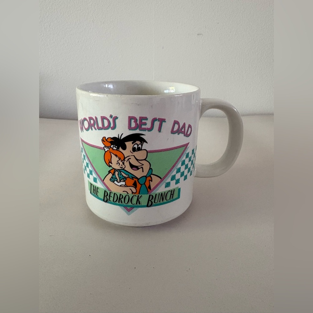 1990’s Flintstones World's Best Dad Mug Fred and Pebbles Bedrock Bunch